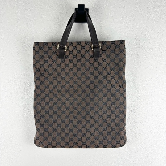 Gucci Handbags - Gucci GG Monogram Canvas Flat Tote Bag Brown